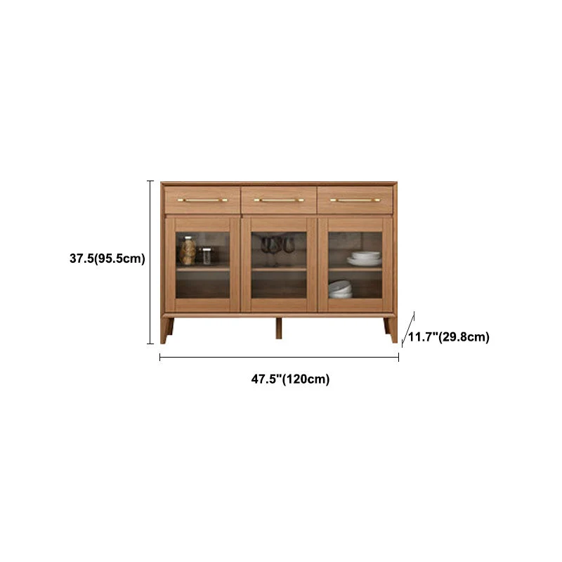 Rond Contemporary Sideboard Taupe Wood Frame Sideboard Door and Drawer Dining Room 63l