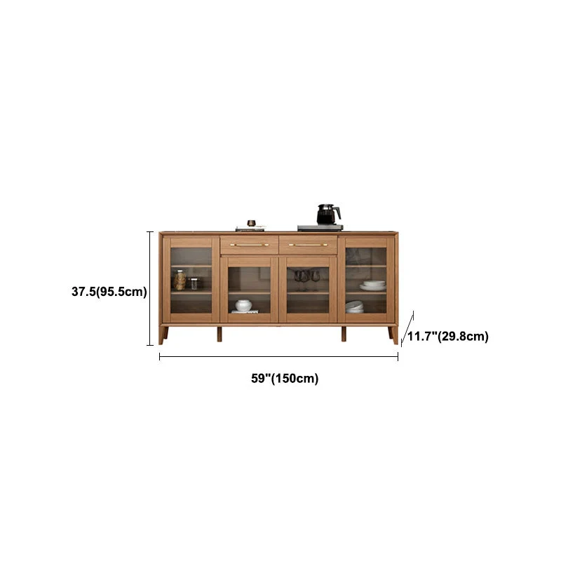 Rond Contemporary Sideboard Taupe Wood Frame Sideboard Door and Drawer Dining Room 63l