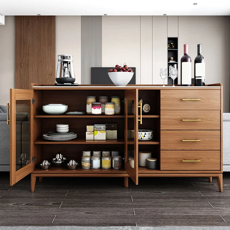 Rond Contemporary Sideboard Taupe Wood Frame Sideboard Door and Drawer Dining Room 63l