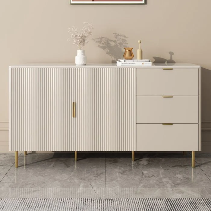 Rond Glam Sideboard Cabinet Stone Sideboard Table Drawers Kitchen 47l