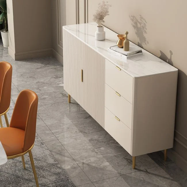 Rond Glam Sideboard Cabinet Stone Sideboard Table Drawers Kitchen 47l
