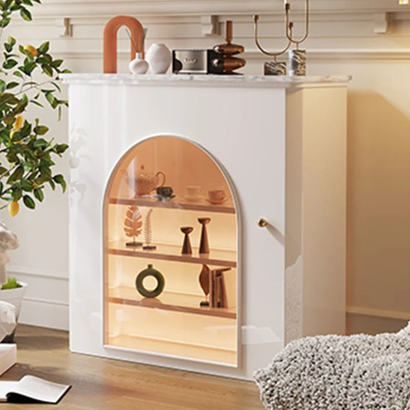 Rond Glam Style Dining Buffet Stone Sideboard Cabinet Home White