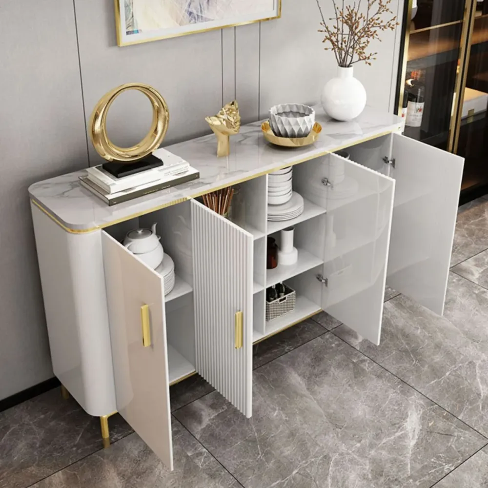Rond Stone and Engineered Wood Buffet Sideboard Glam Buffet Stand 47l