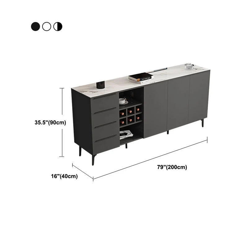Rond Stone Top Sideboard Contemporary Sideboard Door and Drawer Dining Room 31l