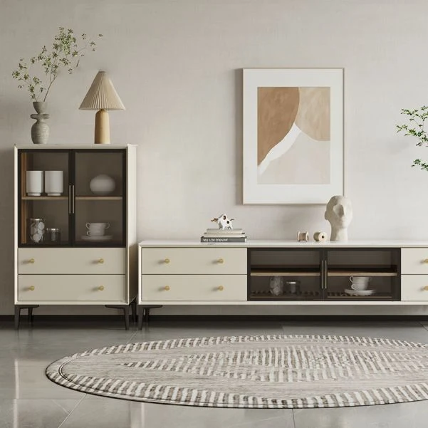 Simple Style Cupboard Ivoor Wood Frame Dining Sideboard Living Room 28l