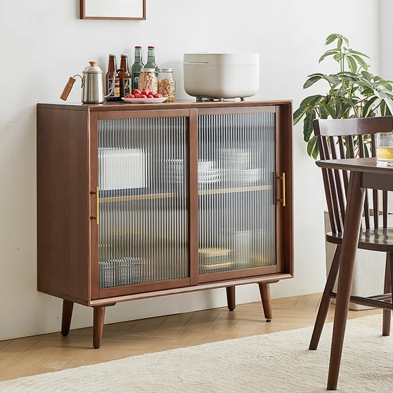 Solid Wood Glazen Doors Contemporary Buffet Sideboard Cabinets voor 6 Personen 28l