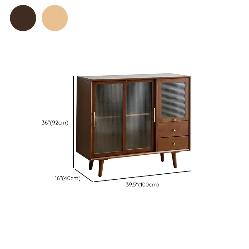 Solid Wood Glazen Doors Contemporary Buffet Sideboard Cabinets voor 6 Personen 28l