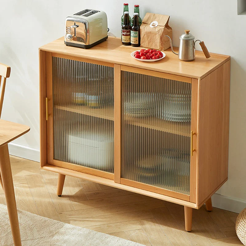 Solid Wood Glazen Doors Contemporary Buffet Sideboard Cabinets voor 6 Personen 28l
