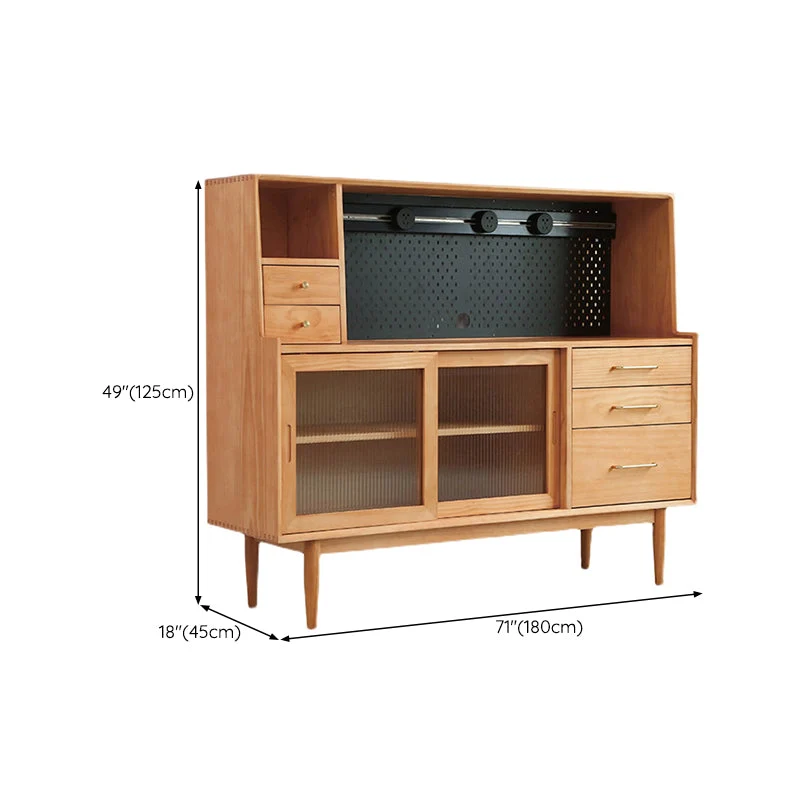 Solid Wood Side Board Contemporain Buffet Table Cabinets and Drawers Eikenhout 59l