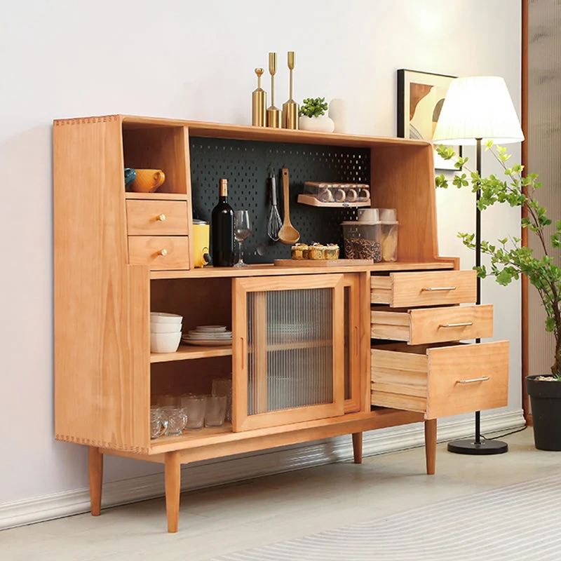Solid Wood Side Board Contemporain Buffet Table Cabinets and Drawers Eikenhout 59l