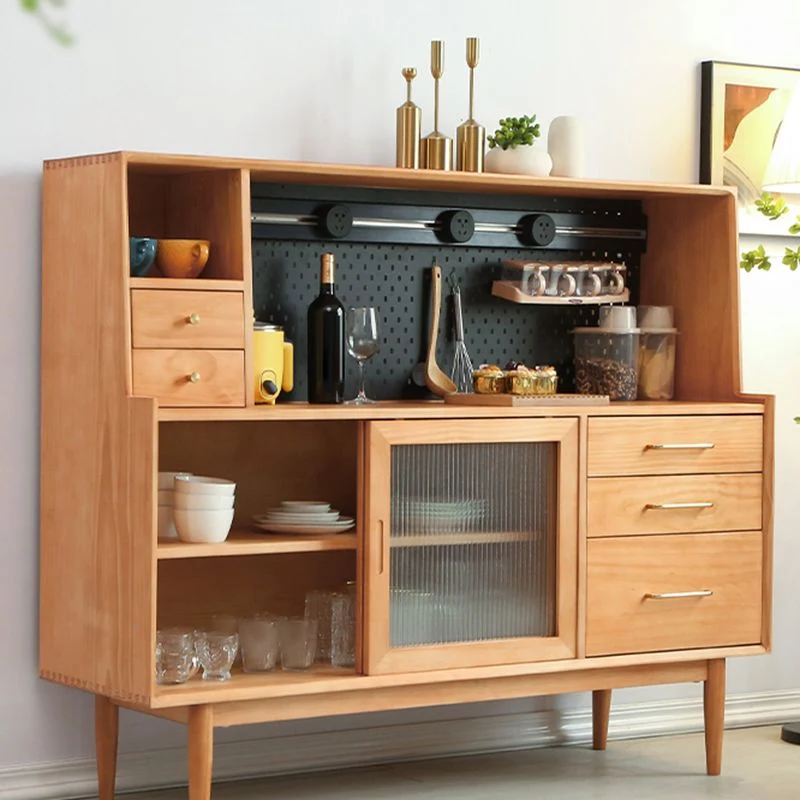 Solid Wood Side Board Contemporain Buffet Table Cabinets and Drawers Eikenhout 59l