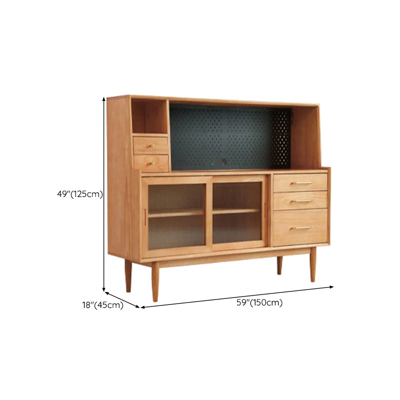 Solid Wood Side Board Contemporain Buffet Table Cabinets and Drawers Eikenhout 59l