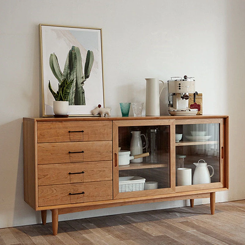 Stevig Wood Buffet Contemporary Style Sideboard Table Cabinets and Drawers - Makkelijk Schoon Te Maken 47l