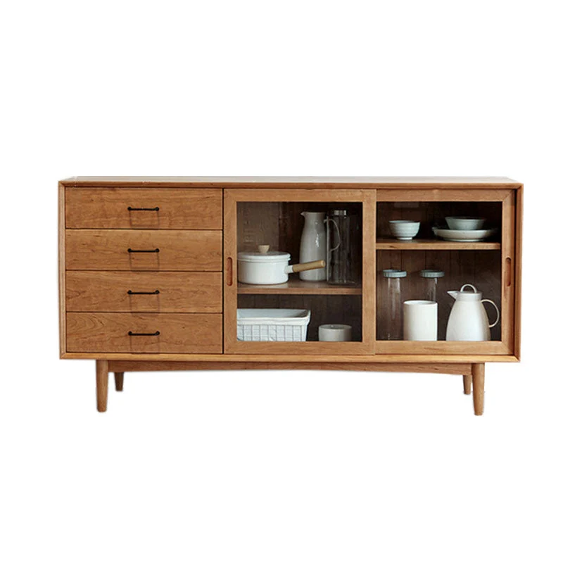 Stevig Wood Buffet Contemporary Style Sideboard Table Cabinets and Drawers - Makkelijk Schoon Te Maken 47l