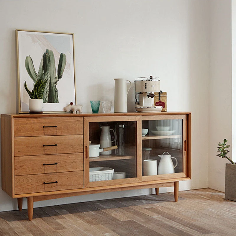 Stevig Wood Buffet Contemporary Style Sideboard Table Cabinets and Drawers - Makkelijk Schoon Te Maken 47l