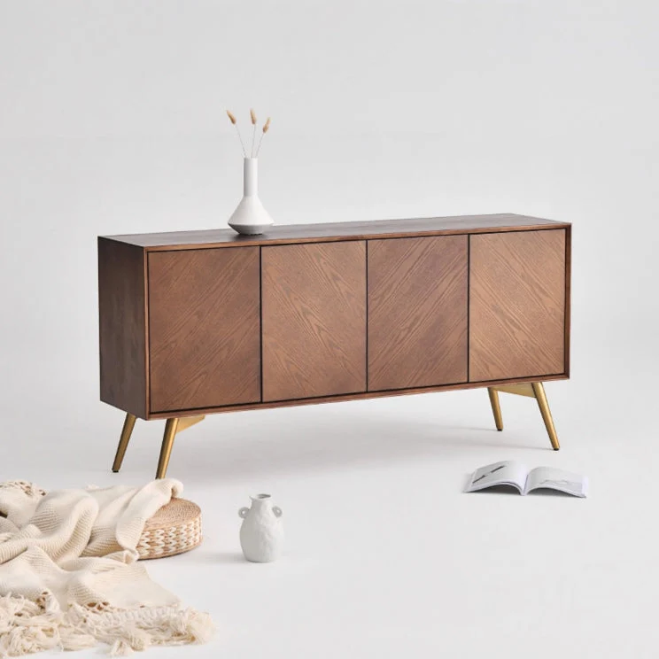 Stevig Wood Sideboard Cabinet Storage 35.4-inch High Buffet Server met Opberglades 55l