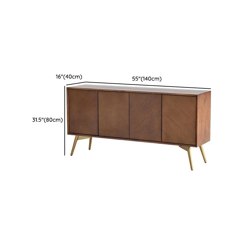 Stevig Wood Sideboard Cabinet Storage 35.4-inch High Buffet Server met Opberglades 55l