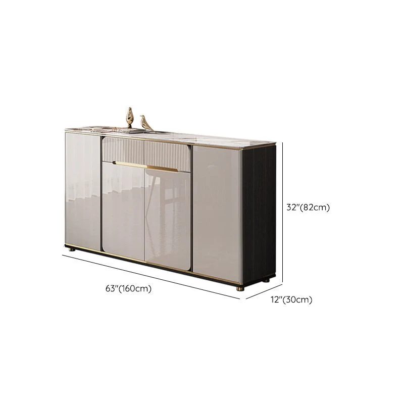 Stijlvol Modern Glam Style Sideboard Stone Top Kitchen Sideboard 2 Drawers 31l