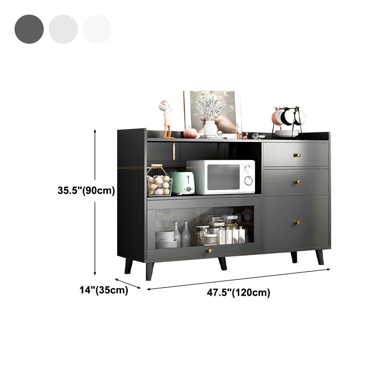 Stijlvol Modern Strak Solid Wood Sideboard Table 1-Drawer Sideboard Gray 31l