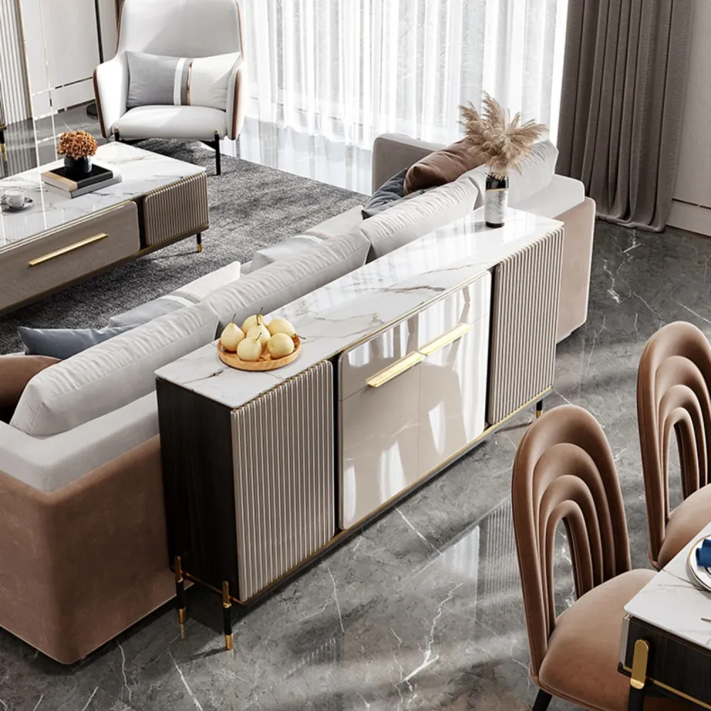 Stone Buffet Sideboard Glam Aanpasbaar Shelves Buffet Credenza Drawers and Cabinets 31