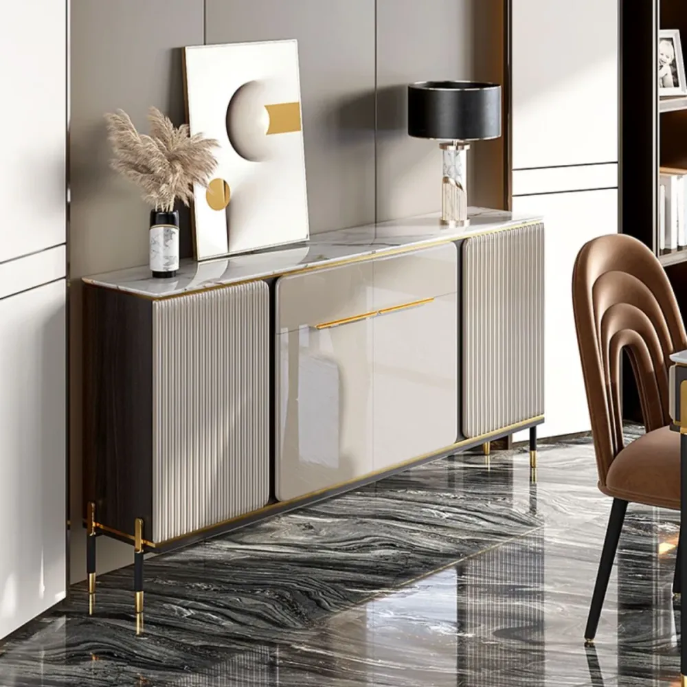Stone Buffet Sideboard Glam Aanpasbaar Shelves Buffet Credenza Drawers and Cabinets 31