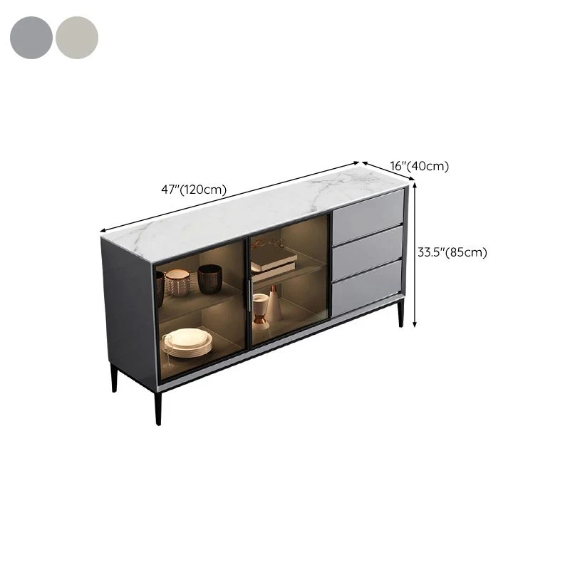 Stone Buffet Table Eigentijds Style Side Board Cabinets and Drawers | Snelle Levering 47l
