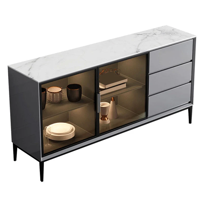 Stone Buffet Table Eigentijds Style Side Board Cabinets and Drawers | Snelle Levering 47l