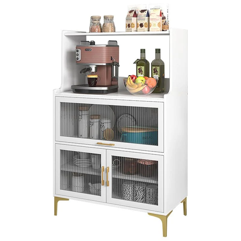 Stone and Wood Buffet Sideboard Strak Open Storage Glass Doors 24l