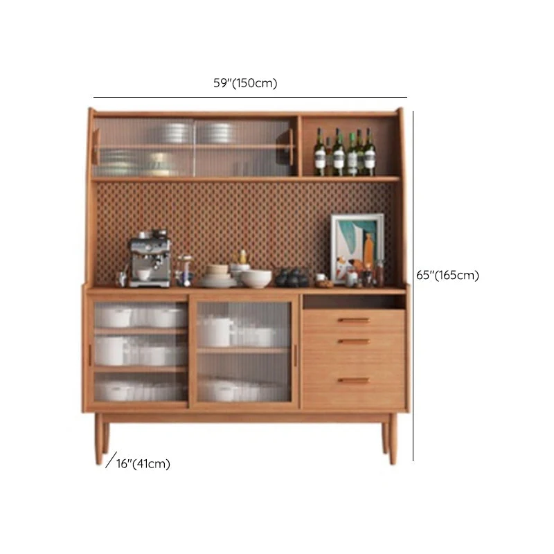 Strak Style Sideboard Table Pine Solid Wood Buffet Sideboard 3-Drawer 47