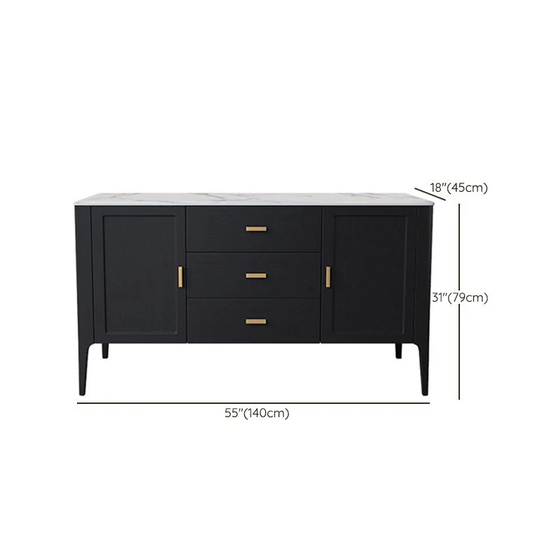 Strak Wood Sideboard Buffet 3 Drawers and 2 Doors Cabinets Buffet Sideboard 47l