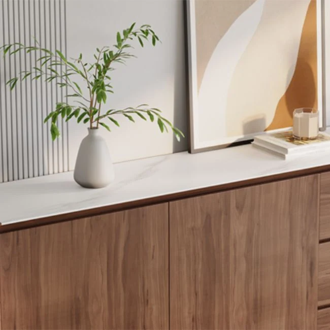 Taupe Buffet Sideboard Drawers Contemporary Dining Server 47l