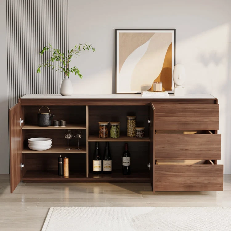 Taupe Buffet Sideboard Drawers Contemporary Dining Server 47l