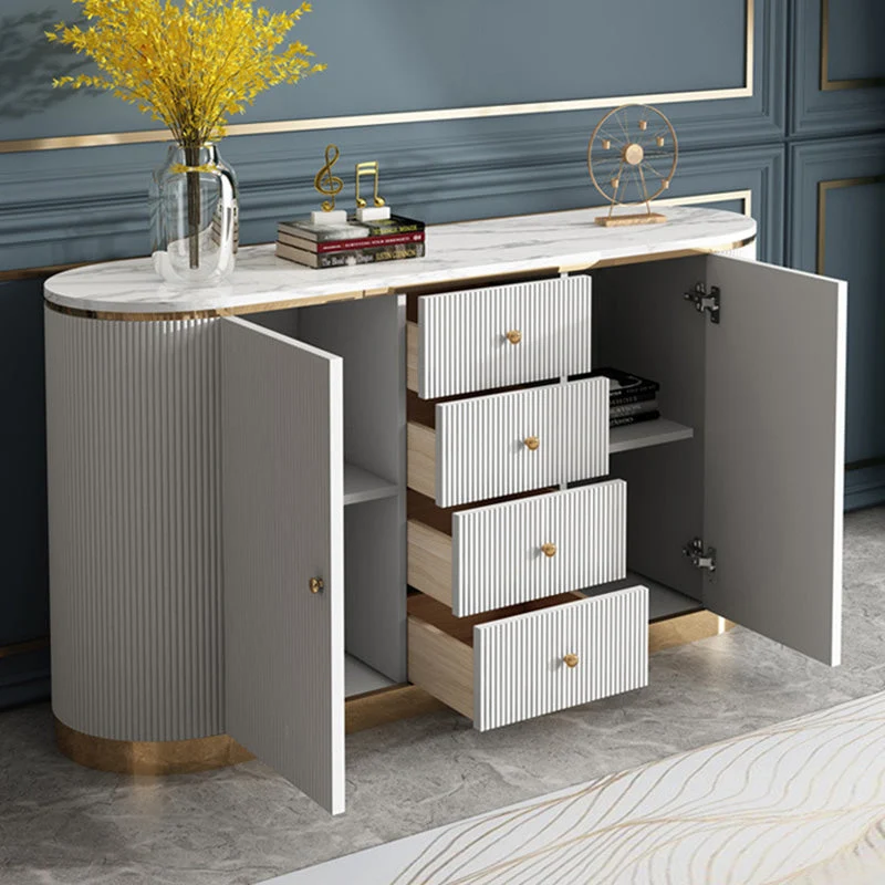 Uitbreidbaar Glam Buffet Sideboard 4-Drawer and 2-Door Cabinets Dining Buffet,16" W X 31" H Black
