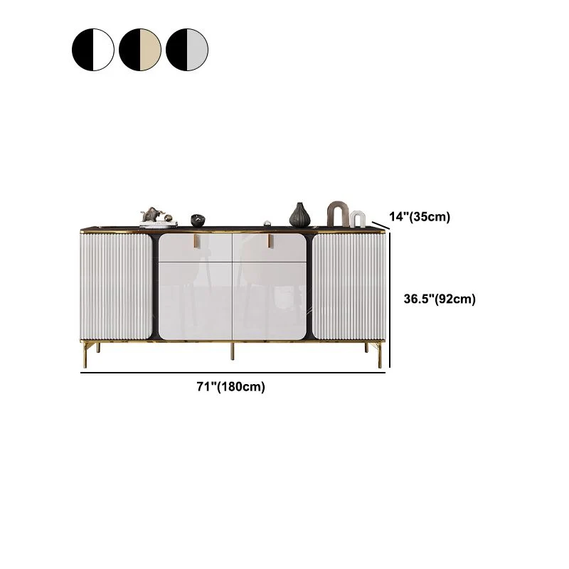 Uitbreidbaar Glam Sideboard Table Drawer Stone and Wood Buffet Sideboard 55l