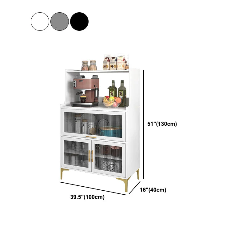 Uitbreidbaar Stone and Wood Buffet Sideboard Hedendaags Open Storage Glass Doors 24l