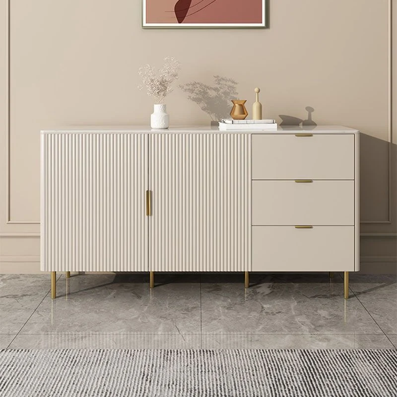 Uitbreidbaar Strak Style White Sideboard Table 33.5" High Buffet Drawers Storage 47l