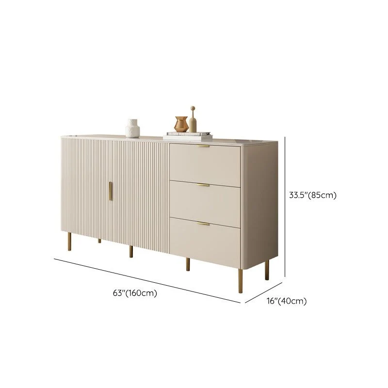Uitbreidbaar Strak Style White Sideboard Table 33.5" High Buffet Drawers Storage 47l