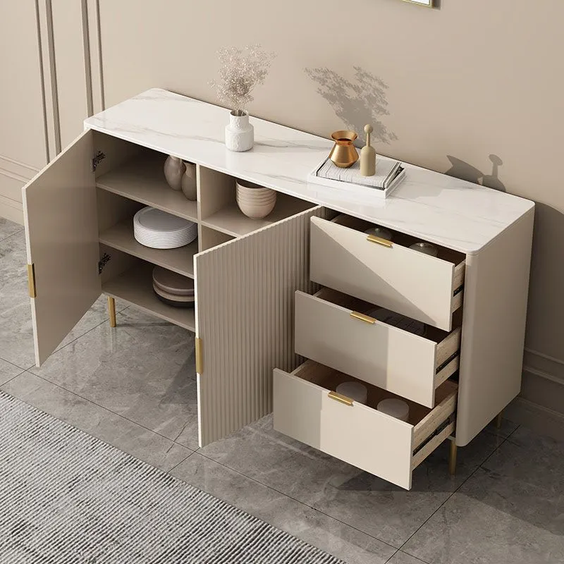 Uitbreidbaar Strak Style White Sideboard Table 33.5" High Buffet Drawers Storage 47l