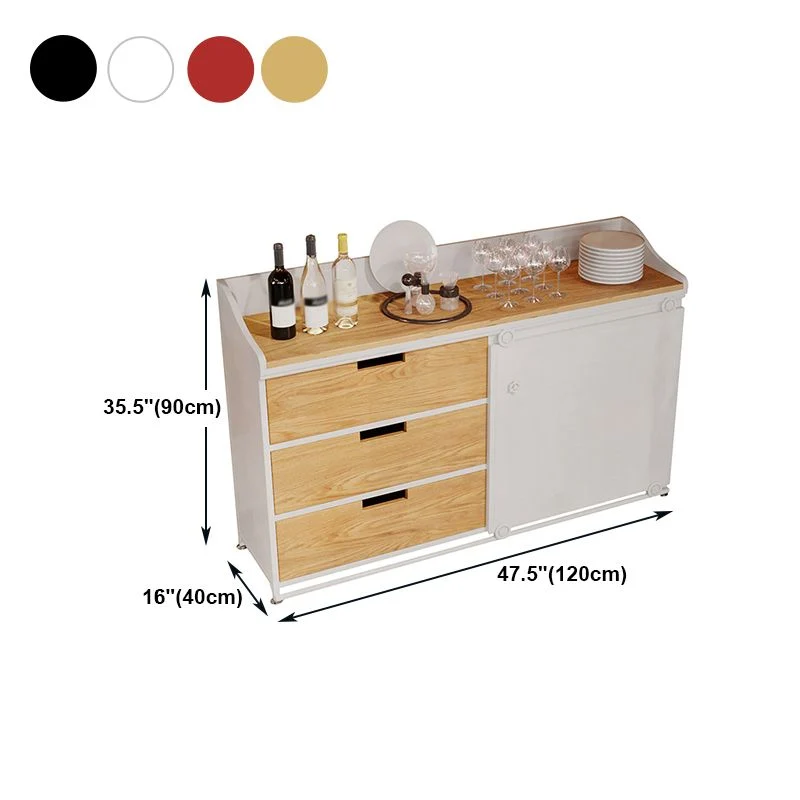 Uitschuifbaar Dining Room Glam Style Sideboard Wood Drawer Ijzer Sliding Doors Cupboard 31l