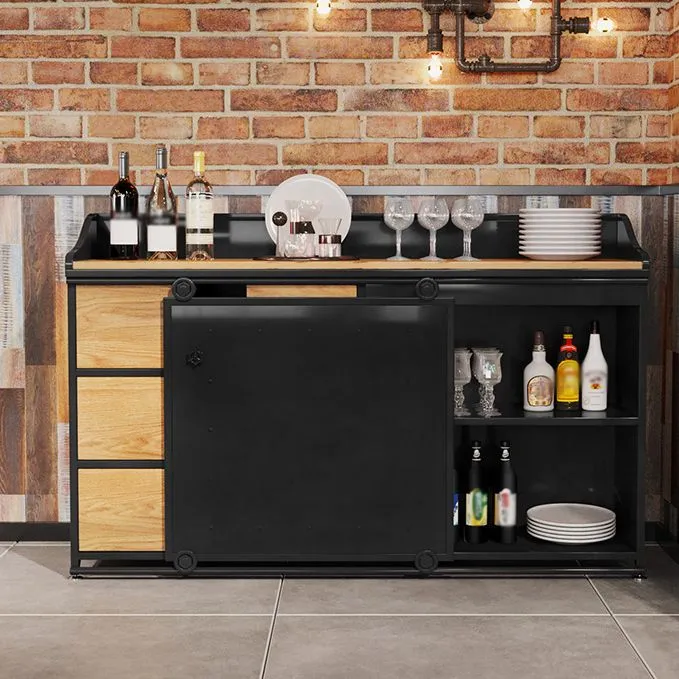 Uitschuifbaar Dining Room Glam Style Sideboard Wood Drawer Ijzer Sliding Doors Cupboard 31l