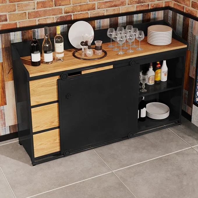 Uitschuifbaar Dining Room Glam Style Sideboard Wood Drawer Ijzer Sliding Doors Cupboard 31l