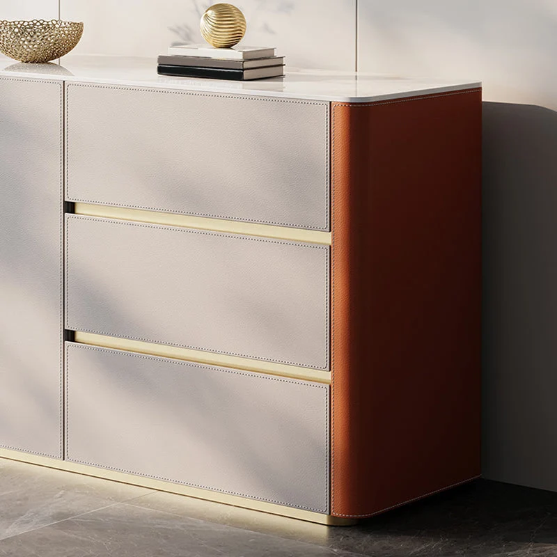Uitschuifbaar Glam Buffet Table Stone Buffet Sideboard Cabinets and Drawers 39l
