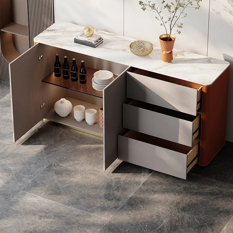 Uitschuifbaar Glam Buffet Table Stone Buffet Sideboard Cabinets and Drawers 39l