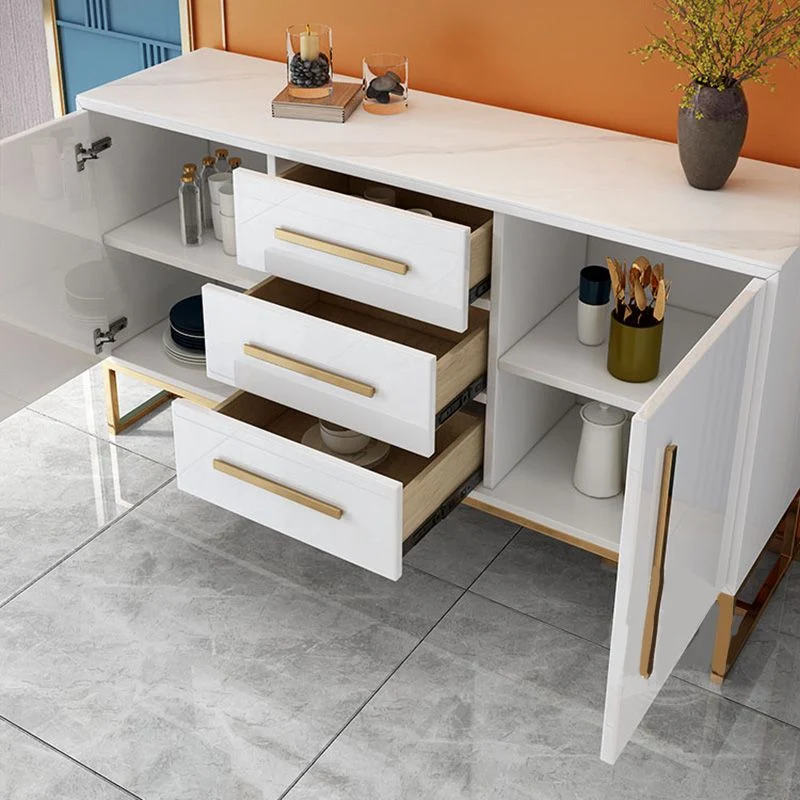 Uitschuifbaar Glam Cabinets Mirrored Buffet 3-Drawer and 2-Door Buffet Sideboard 47l