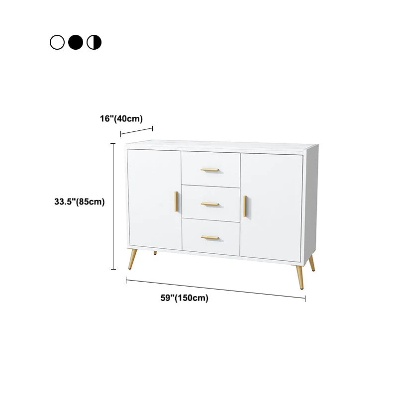 Uitschuifbaar Glam Sideboard Stone Top Sideboard Door and Drawer Kitchen 39l