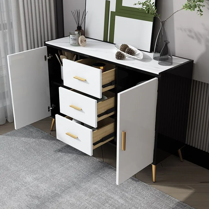 Uitschuifbaar Glam Sideboard Stone Top Sideboard Door and Drawer Kitchen 39l
