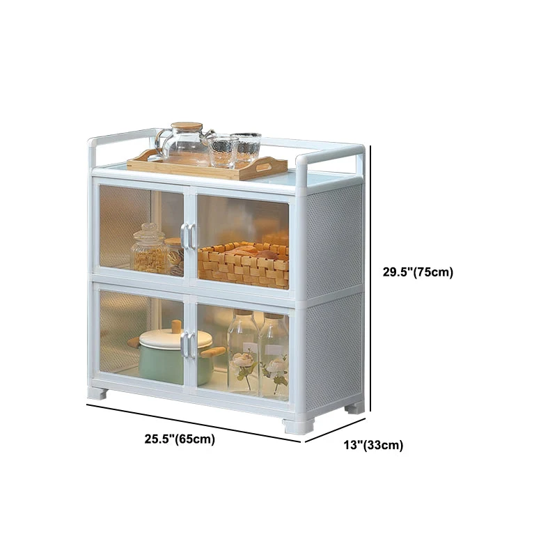 White Metal Sideboard Glass Doors Hedendaags Indoor Dining Server Cabinets voor 6 Personen 25