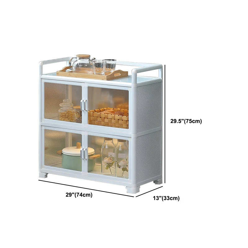 White Metal Sideboard Glass Doors Hedendaags Indoor Dining Server Cabinets voor 6 Personen 25