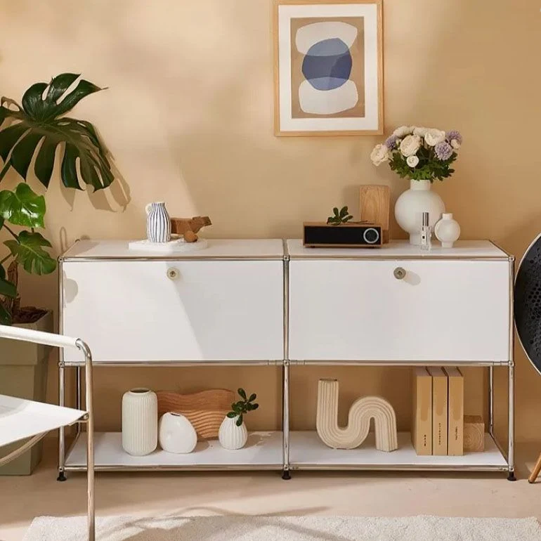 White Van metaal Sideboard Drawers Contemporary Indoor Dining Buffet 30