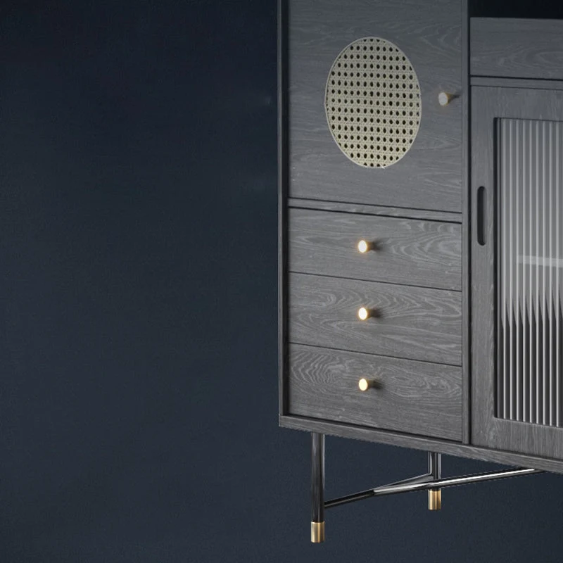 Zwart Glam Buffet Sideboard Doors Cabinets Drawers Dining Buffet voor 6 Personen 61l